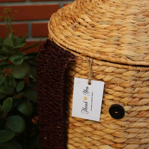 Panier de rangement en jacinthe d'eau naturelle panier en forme de visage de chien avec couvercle paniers en jacinthe d'eau écologiques - Product Image 3