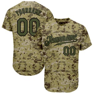 Direct Engro Sportswear Industry Personnalisé Camo Olive-Noir Authentique Salut Au Service Maillot De Baseball Plus Size Design - Product Image 1