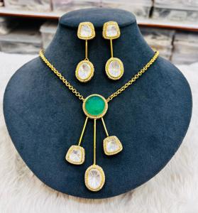 Ensemble de collier Moissanite Polki avec doublet Stone pour femmes, idéal pour la fête, ensemble de collier minimal de luxe, dernier design simple - Product Image 6