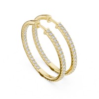 Pacho ER-315 Boucles d'oreilles créoles grandes et tendance en moissanite ronde à coupe en U, en argent sterling 925, certifiées par un tiers, cercle complet