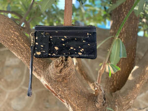 Cartera de mano de piel sintética para mujer, Monedero de piel metálica negra, elegante, de Color negro, billetera única - Product Image 5