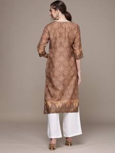 Mujeres étnicas Paisley Impreso poliéster Kurta Con Palazzos indio pakistaní Salwar kameez traje - Product Image 4