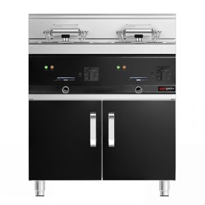 Friteuse électrique professionnelle à double cuve pour comptoir - 10+10 litres - 28,5 kW - avec robinet de vidange - incl. sous-structure à 2 portes - Product Image 5