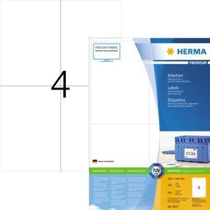 HERMA ฉลากอเนกประสงค์พรีเมียม 105 X 148 มม. กระดาษสีขาว ไม่สามารถลอกออกได้ 800 ฉลาก/แพ็ค กระดาษสำนักงาน - Product Image 1