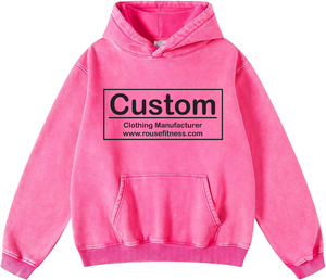 OEM Streetwear Heavy Washed Hoodie Vintage Mujeres Oversized Pullover con ácido de lavado de impresión de peso pesado personalizado French Terry Hoodie - Product Image 1