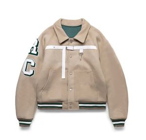 Vente en gros de streetwear veste universitaire personnalisée Letterman à manches en cuir pour hommes veste décontractée à glissière veste de travail tissée - Product Image 1