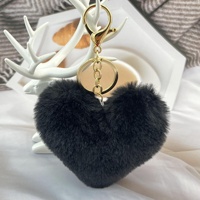 Gantungan Kunci Logam Berbentuk Hati dengan Liontin Pom-Pom Semi-Handmade Terlaris untuk Dekorasi Tas & Mobil Wanita Grosir