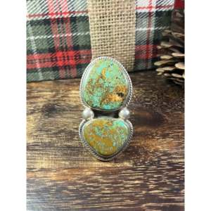 Bague en argent sterling avec turquoise Royston, taille 9.25 – Bijou statement serti clos pour un usage quotidien - Product Image 1