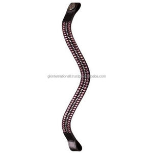 Personnalisé 3 rangées de minuscules cristaux de strass décoratifs toutes formes en cuir noir ou marron bande de front de cheval en pleine tailles d'épi - Product Image 1