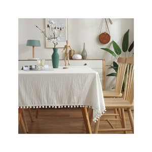 Point minimal 100% coton brodé glands nappe 120 GSM 4 places Jacquard Design inde décor ISO certifié prêt - Product Image 4