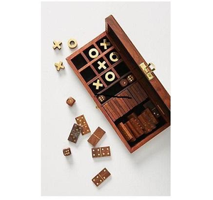 Jeu de dominos en laine fait main, écologique et moderne, avec finition naturelle et incrustation en résine noire pour hommes - Product Image 3