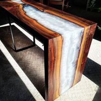 L'ARTISANAT TABLE RONDE EN RÉSINE ÉPOXY POUR SALLE À MANGER Mobilier Table de rivière en bois et résine pour bureau à domicile