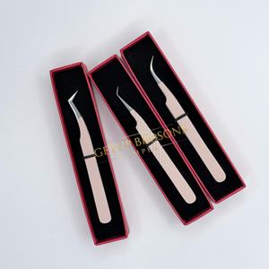 Pinzas para Extensión de Pestañas Getup Brosons Impex de Acero Inoxidable, Punta Curva para Aislamiento Suave, Recubrimiento en Polvo Color Nude, Antiestáticas - Product Image 4