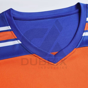 Ensemble de maillot de basket DUBBIX orange et bleu, col en V, sans manches, imprimé par sublimation, anti-humidité, unisexe, adulte, coupe classique - Product Image 4
