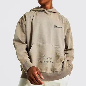 Sweat à capuche pour homme en denim délavé, logo personnalisé, best-seller pour l'hiver, prix raisonnable, anti-rétrécissement, lettres - Product Image 6