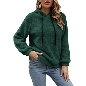 Sweat à capuche en polaire sherpa pour femme, doux et moelleux, à manches longues, chaud pour l'hiver, décontracté, coupe ample, confortable - Product Image 1