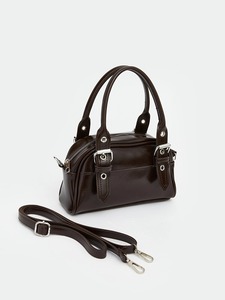 Custom Logo Women's Vintage <b>Bowling</b> Bag OEM ODM Private Label PU Leather Brown Shoulder Handbag Factory Manufacturer - Product Image 4