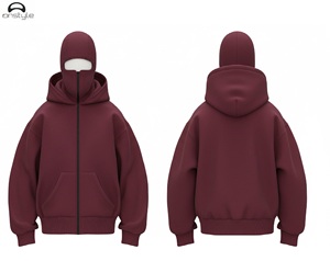 Máscara de cara completa, Sudadera con capucha de lana cálida para invierno, poliéster/algodón teñido liso, marca personalizada OEM de ONSTYLE SPORTS, transpirable, respetuoso con el medio ambiente - Product Image 6