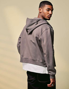 Sudadera con capucha de algodón Premium para hombre al por mayor, diseño con cremallera y logotipo personalizado para hombre - Product Image 4