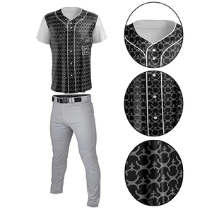 Unisex <b>Baseball</b> Uniform Set Geometric Print Jersey Gray Pants Quick Dry Breathable 100% Cotton Short Sleeve Button Front Adult - Product Image 6