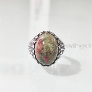 Nueva llegada Anillo para hombre Natural Unakite Jasper Piedra preciosa Anillo de piedra natal Todos los tamaños Joyería oriental otomana Anillo de plata esterlina 925 - Product Image 1