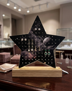 Acrylic Star Shaped Earring Display Stand with Wood Base Earring Holder Jewelry Organizer and Showcase Rack - Product Image 6