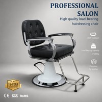 Fauteuil de Barbier Ergonomique Vintage, Chaise de Salon Hydraulique avec Dossier Inclinable, Siège en Cuir PU, Pivotant à 360 Degrés pour Barbier
