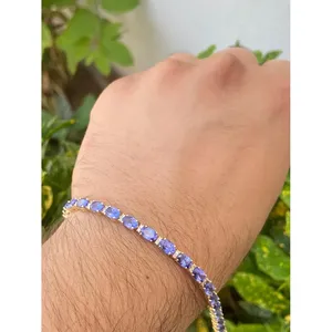 สร้อยข้อมือเทนนิสทองคำ 14k ประดับแทนซาไนต์ เครื่องประดับแฟชั่น - Product Image 5