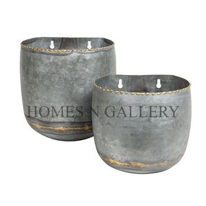 Macetas galvanizadas de hierro metálico redondas para exteriores simples y modernas con mango para jardín o uso decorativo en el hogar - Product Image 4