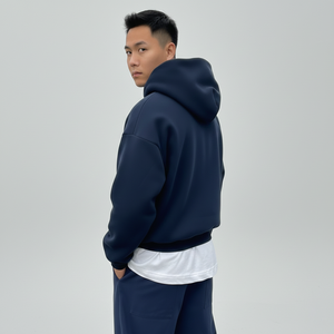 500GSM Heavyweight Fleece Hoodie Custom Logo Boxy Cropped Zip Pullover Thick Cotton <b>Streetwear</b> Winter High Street Unisex - Product Image 6