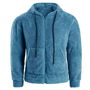 Sweat à capuche zippé en sherpa uni pour homme, écologique, respirant, avec large ouverture de capuche, en polaire douce, vêtement d'hiver pour les voyages et le quotidien - Product Image 1