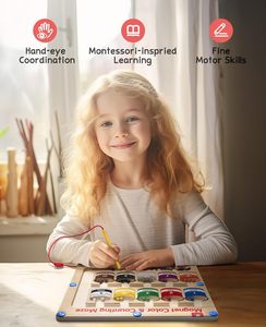 Laberinto de madera magnético de Color y número Montessori, juguete educativo para contar para niños de 3 a 5 años, niños y niñas - Product Image 2