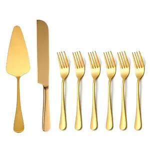 Premium Luxury Colorful Wedding Party Cake Tools Acero inoxidable Gold Wedding Cake Knife And Server Set en precio al por mayor - Product Image 1