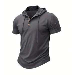 <b>Men's</b> T Shirt Summer Slim Fitness Hooded <b>Short</b>-<b>Sleeved</b> Tees Male Lightweight <b>Hoodie</b> Fitness Breathable Sports Tops - Product Image 1
