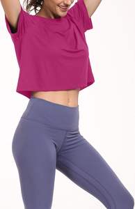 Femmes UPF50 + Crop Tops Coupe ample Respirant Yoga T-shirts pour courir Sports Athlétique Workout Blouses et chemises - Product Image 3