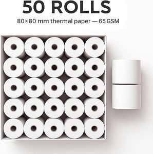 Rollo de Papel Térmico Blanco de una Sola Capa para Caja Registradora POS, 60 g/m², 80 x 80 mm, para Puntos de Venta Minoristas - Product Image 2