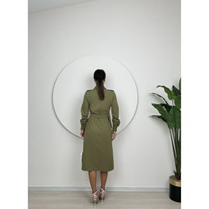 1012 Comfortable Straight Silhouette Pocketed <b>Tie</b>-Up Dress - Product Image 6