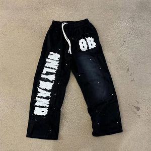 Ropa de calle con serigrafía, camiseta lavada con ácido desteñida al sol para hombre, camiseta Boxy Fit de peso pesado y pantalones de chándal bordados desgastados - Product Image 2