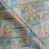 Tela de marfil Jacquard de viscosa pura con patrón impreso para bordado Kothi Kurta ropa indooccidental, etc.