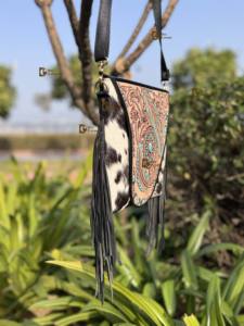Wholesale Hand Tooled Carving Leather <b>Fringe</b> Handbag Cowhide Fur Gypsy Boho Vintage Handmade Shoulder Cross Body Stylish <b>Bags</b> - Product Image 4