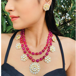 Nouveau collier Kundan long ensemble plaqué or Rani Haar femmes indiennes élégant déclaration collier perles fiançailles anniversaire - Product Image 3