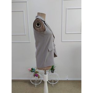 Veste en satin sans manches pour femme, col à bouton unique sur le devant, 35041 - Gris - Product Image 5