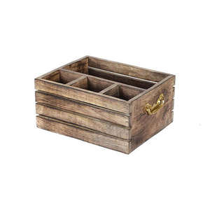 Super Ventes Caddy en bois avec poignée en métal Hôtel Restaurants Accessoires pour la maison Couverts Stockage de mouchoirs Caddy de service pour les serveurs - Product Image 4