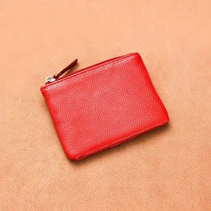Venta al por mayor Lychee patrón cremallera portátil monedero suave pequeño mujeres bolsa bolsas PU cuero Mini tarjeta de crédito titular hombres carteras - Product Image 1