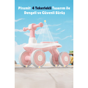 Triciclo de Plástico para Niños de 2 a 3 Años, Diseño Equilibrado de 4 Ruedas, Ruedas de Goma Silenciosas, Color Rosa - Product Image 2