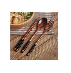 Ensemble de couverts en bois véritable fait à la main 100% naturel manche en bambou vaisselle jetable pour restaurant et fête utilisation de voyage - Product Image 4