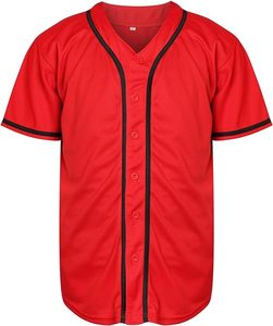 Transpirable 180g tejido de punto 3D impreso Hip Hop manga corta béisbol Jersey con botón liso abajo camiseta en blanco para hombres - Product Image 1