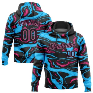 Direct Industry Wholesale Winter 3D Embroidered Stonewashed Print Custom Stitched <b>Navy</b> Light Blue-White Football Pullover Hoodie - Product Image 6