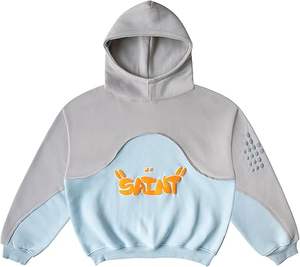 Sudadera con capucha extragrande de estilo urbano para hombre, sin cordón, con cremallera, lavado ácido vintage, venta al por mayor - Product Image 1