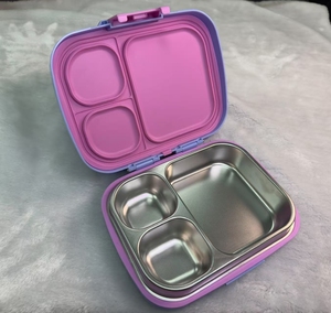 Loncheras Bento de Acero Inoxidable para Niños al por Mayor, 3 <span class=keywords><strong>Compartimentos</strong></span>, Portátiles con Bolsa, Aptas para Calentar, Libres de BPA, a Prueba de Fugas, para la Escuela - Product Image 2